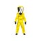 Man in Yellow Radiation Protective Suit and Helmet, Chemical or Biohazard Professional Safety Uniform Vector