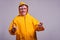 Man in yellow raincoat