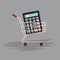 Manage count or calculate your shopping. Calculator in shopping cart. Vector illustration.