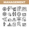 Management Collection Elements Icons Set Vector