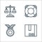 Management line icons. linear set. quality vector line set such as box, medal, lifesaver