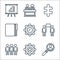 Management line icons. linear set. quality vector line set such as human resources, talent management, team, communication, time