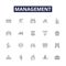 Management line vector icons and signs. Direct, Organize, Plan, Facilitate, Coordinate, Control, Strategize, Monitor