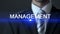 Management, male in business suit touching screen, business strategy, company