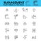 Management ouline vector icons. Editable strokes. Businessman signs set. Human resources thin line icons. Business