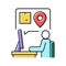 manager checking order location color icon vector illustration