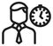 Manager and clock icon. Work hours linear symbol