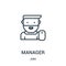 manager icon vector from jobs collection. Thin line manager outline icon vector illustration. Linear symbol