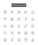 Manager line icons collection. ssessment, measure, judgement, rating, analysis, critique, testing vector and linear