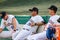 Manager Luis Dorante and pitching coach Tim Norton relax before game-time.