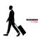 Manager. A man in a business suit. Businessman comes with a suitcase