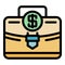 Manager suitcase icon color outline vector