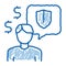 manager talk pay insurance doodle icon hand drawn illustration