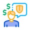 Manager talk pay insurance icon vector outline illustration