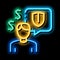 manager talk pay insurance neon glow icon illustration