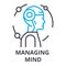 Managing mind thin line icon, sign, symbol, illustation, linear concept, vector