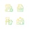 Managing waste gradient linear vector icons set