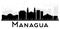 Managua City skyline black and white silhouette.