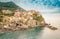 Manarola, Cinque Terre - romantic village with colorful houses on cliff over sea in Cinque Terre National Park