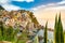 Manarola, Cinque Terre - romantic village with colorful houses on cliff over sea in Cinque Terre National Park