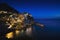 Manarola night. Village, rocks and sea. Cinque Terre, Italy