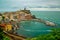 Manarola, one of the five lands. Typical tourist town on the Ligurian gulf