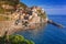 Manarola town at the Ligurian Sea