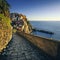 Manarola village, stone trekking trail. Cinque Terre, Italy