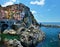 Manarola village at twilight. Manarola is a small town in the pr