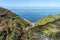 Manarola village viewed from hills in the direction iof Mediteranean Sea. Cinque Terre National parc  in the Northwest of Italy