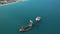 Manassa Rose Shipwreck in Kissamos bay. Aerial view of famous shipwreck calmly resting in turquoise seawater near the