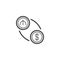 Manat and dollar exchange line icon