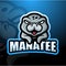 Manatee mascot esport logo design