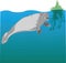 manatee swim animal vector illustration transparent background