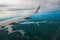 Manaus, Amazonas, Brazil: Top view of the river. Beautiful landscape from the window of the airplane