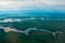 Manaus, Amazonas, Brazil: Top view of the river. Beautiful landscape from the window of the airplane