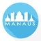 Manaus Brazil Flat Icon Skyline Silhouette Design City Vector Art Round Logo.