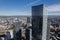 Manchester City Centre Drone Aerial View Above Building Work Skyline Construction Blue Sky Summer Beetham Tower Deansgate Square