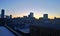 Manchester skyline sunset in winter overlooking the city