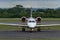 MANCHESTER UK, 30 MAY 2019: Loganair Embraer ERJ-145EP flight LM595 from Inverness turns off Runway 28R at Manchester Airport