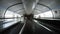 Manchester, UK - 9th October 2019: Airport travelator moving walkway at Manchester Airport