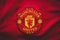 Manchester United. Logo embroidered on the T-shirt. Red Devil Football Club.