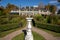 Manchester, VT - USA - Oct 9, 2022 Horizontal image of the Formal Garden of Hildene, the former summer Georgian Revival home of