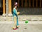 Manchurian girl juggling diabolo