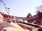 Mandakini River, boats and the houses in Chitrakoot city