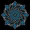 Mandala Aboriginal dot painting tribal vector design, decorative boho style Australian dot art pattern in white and blue on black