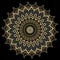 Mandala. Beautiful ornament. Round golden tribal ethnic style pattern on black background. Traditional mandala with zigzag lines,