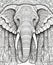 Mandala, black and white illustration for coloring animals, elephant.