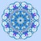 Mandala, blue circle decorative spiritual indian symbol of lotus