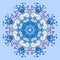 Mandala, blue circle decorative spiritual indian symbol of lotus